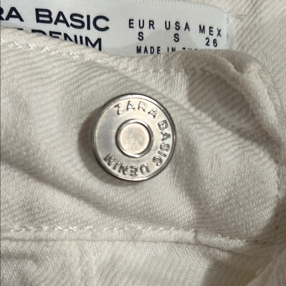 White Zara Denim Mini Skirt Small - Picture 10 of 13
